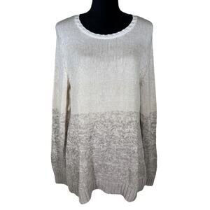 Minnie Rose Cotton Knit Round Neck Pullover Sweater Neutral Long Sleeve Size XL